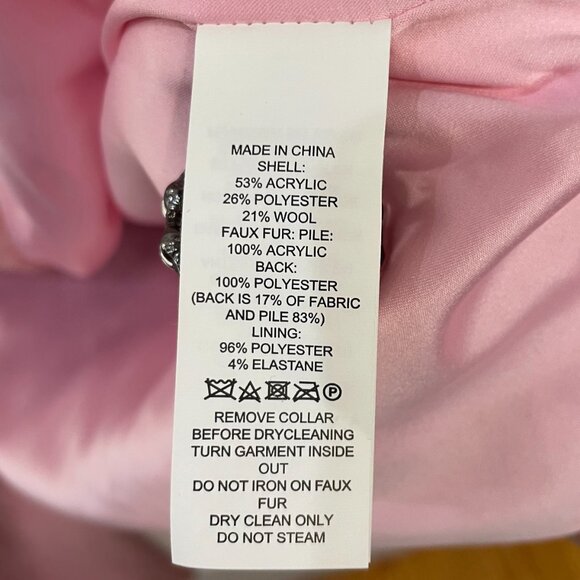 New Kate Spade Wool Blend Faux Fur Trim Coat Tulip Pink 8, M $798 - Picture 8 of 9